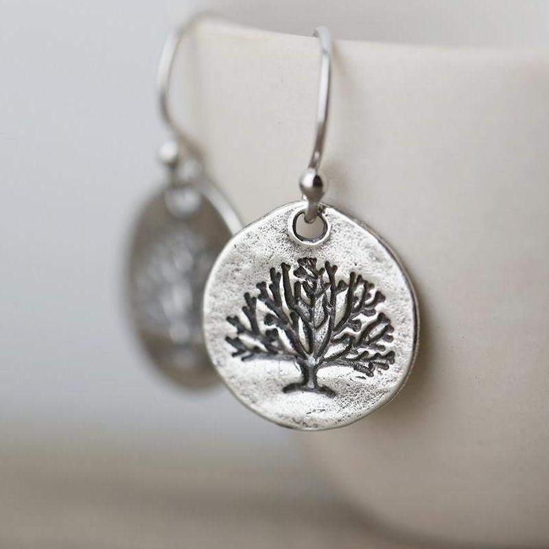 Rustic Tree of Life Earrings - Handmade Jewelry by Burnish