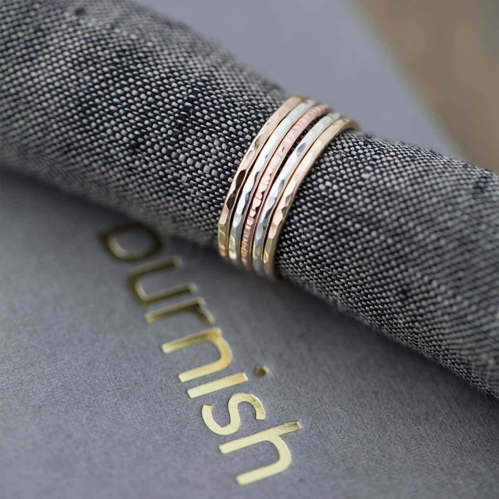 Set of 5 Thin Stacking Rings – Burnish