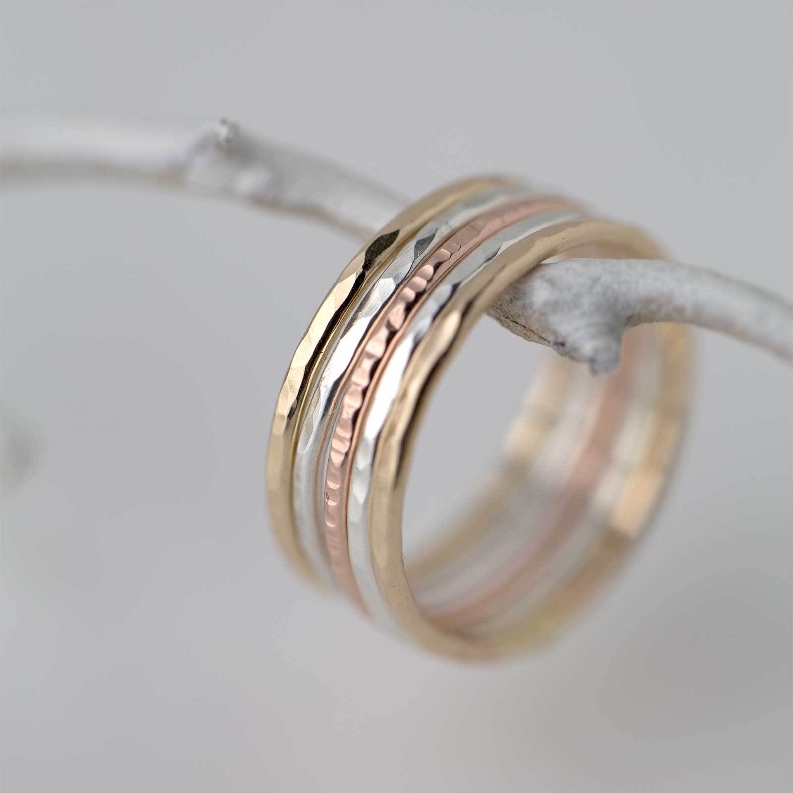 Set of 5 Thin Stacking Rings - Handmade Jewelry by Burnish