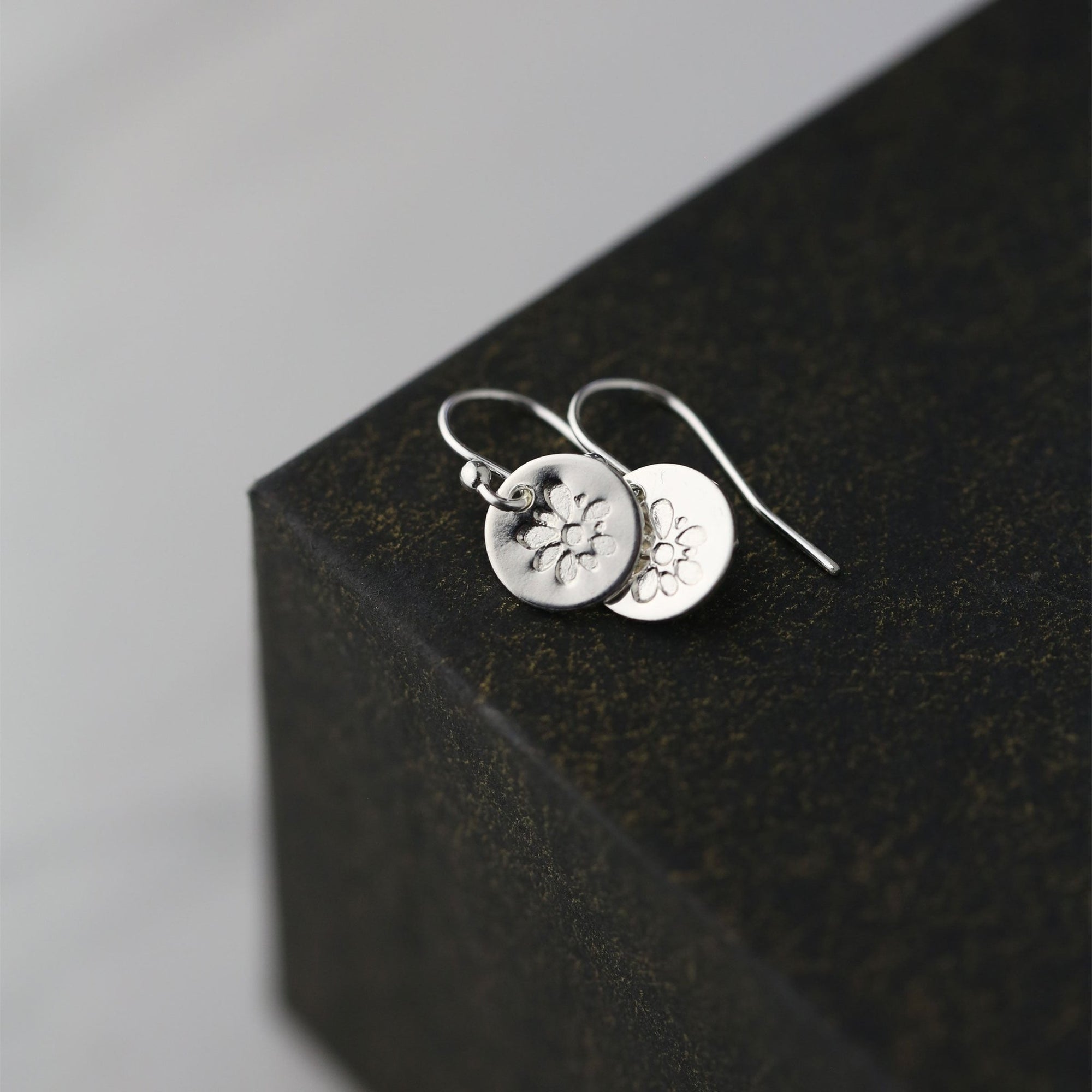 Silver Blossom Tiny Disc Earrings