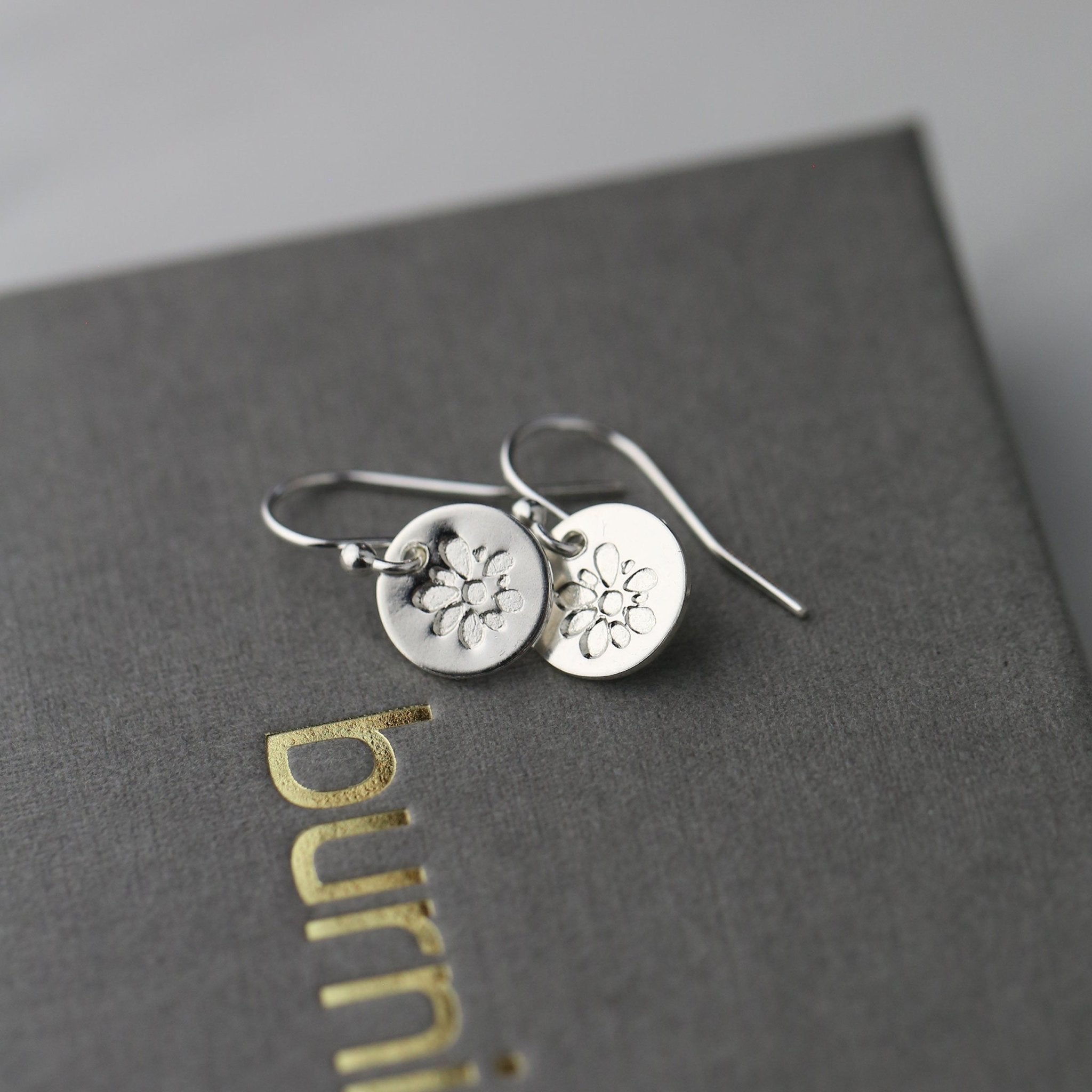 Silver Blossom Tiny Disc Earrings