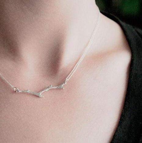 Silver Branch Necklace - Handmade Jewelry by Burnish