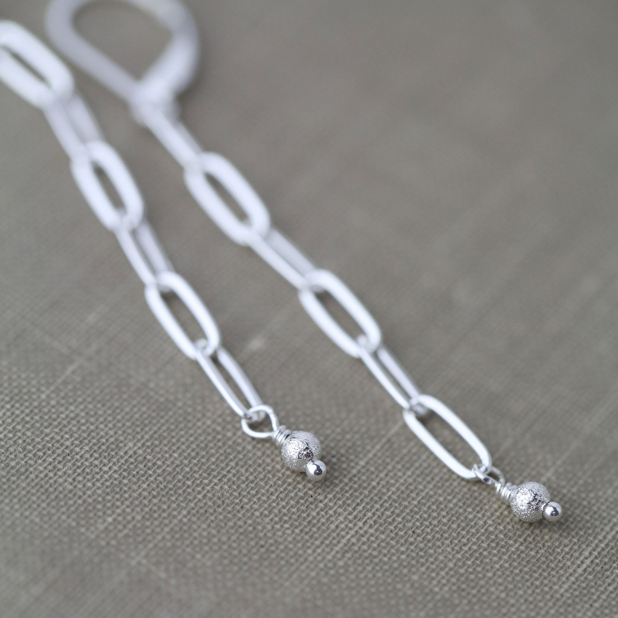 Silver Chain Drop Earrings Lever-back