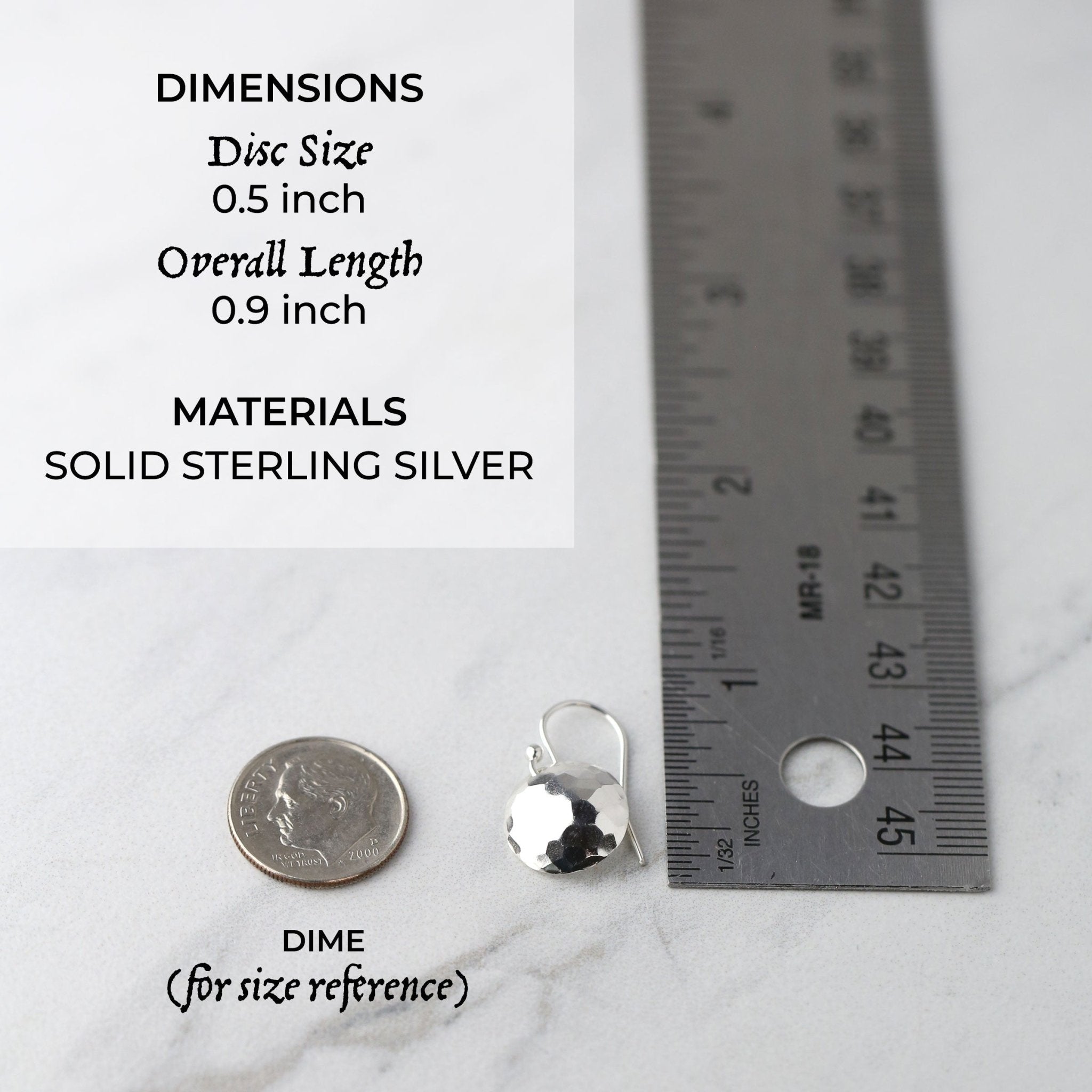 Silver Hammered Domed Disc Earrings