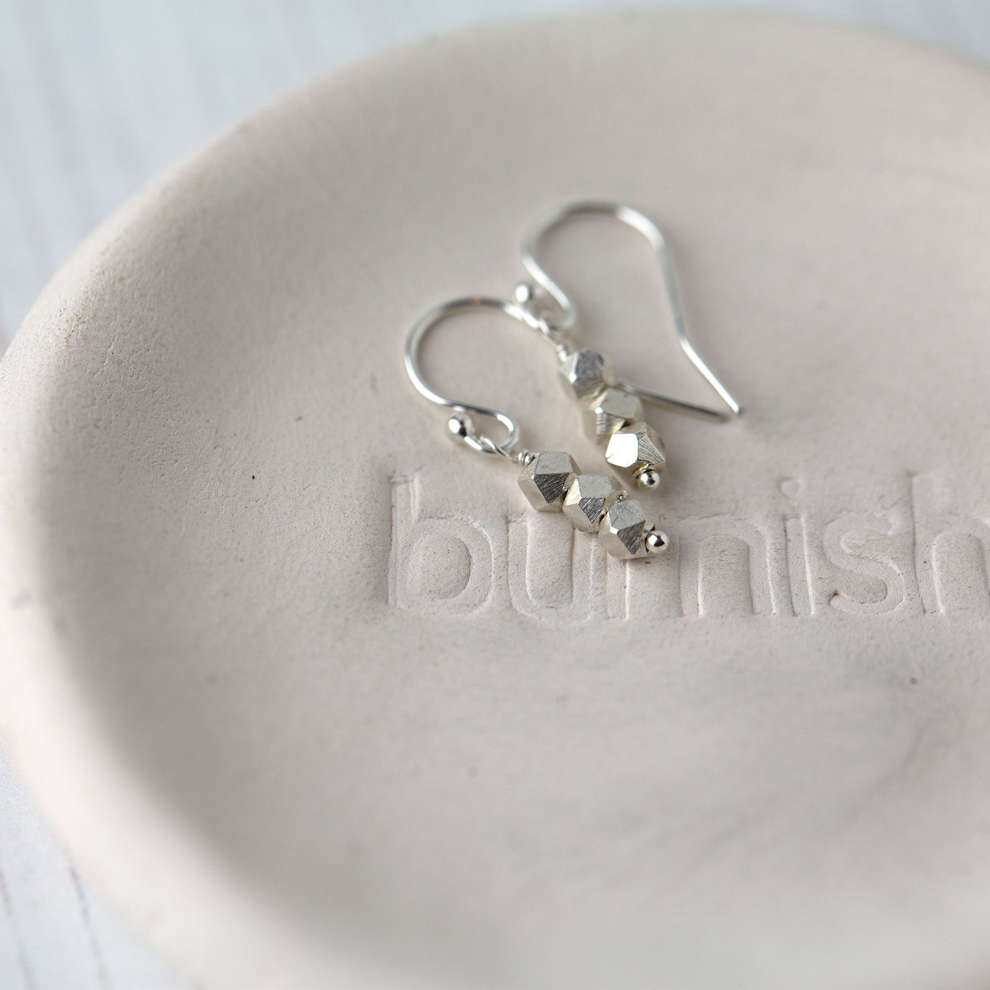 Silver Nugget Trio Earrings - Handmade Jewelry by Burnish