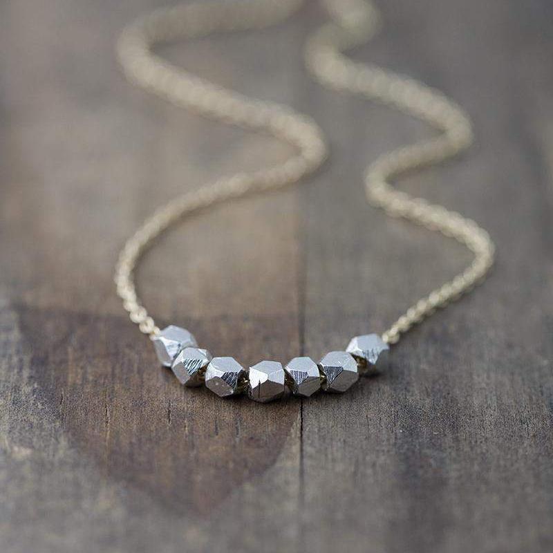 Silver Nuggets Gold Filled Necklace - Handmade Jewelry by Burnish