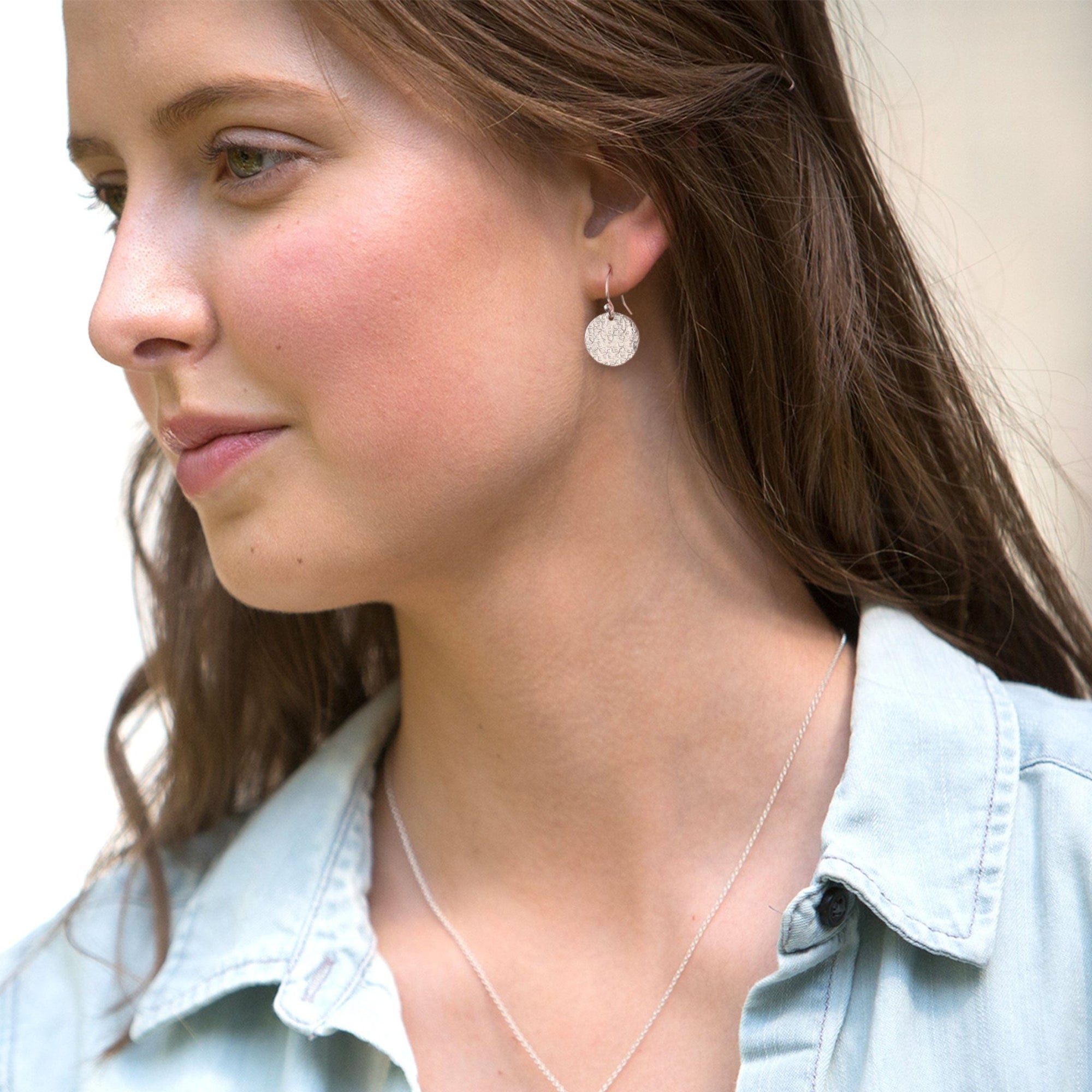 Silver Raw Silk Texture Earrings