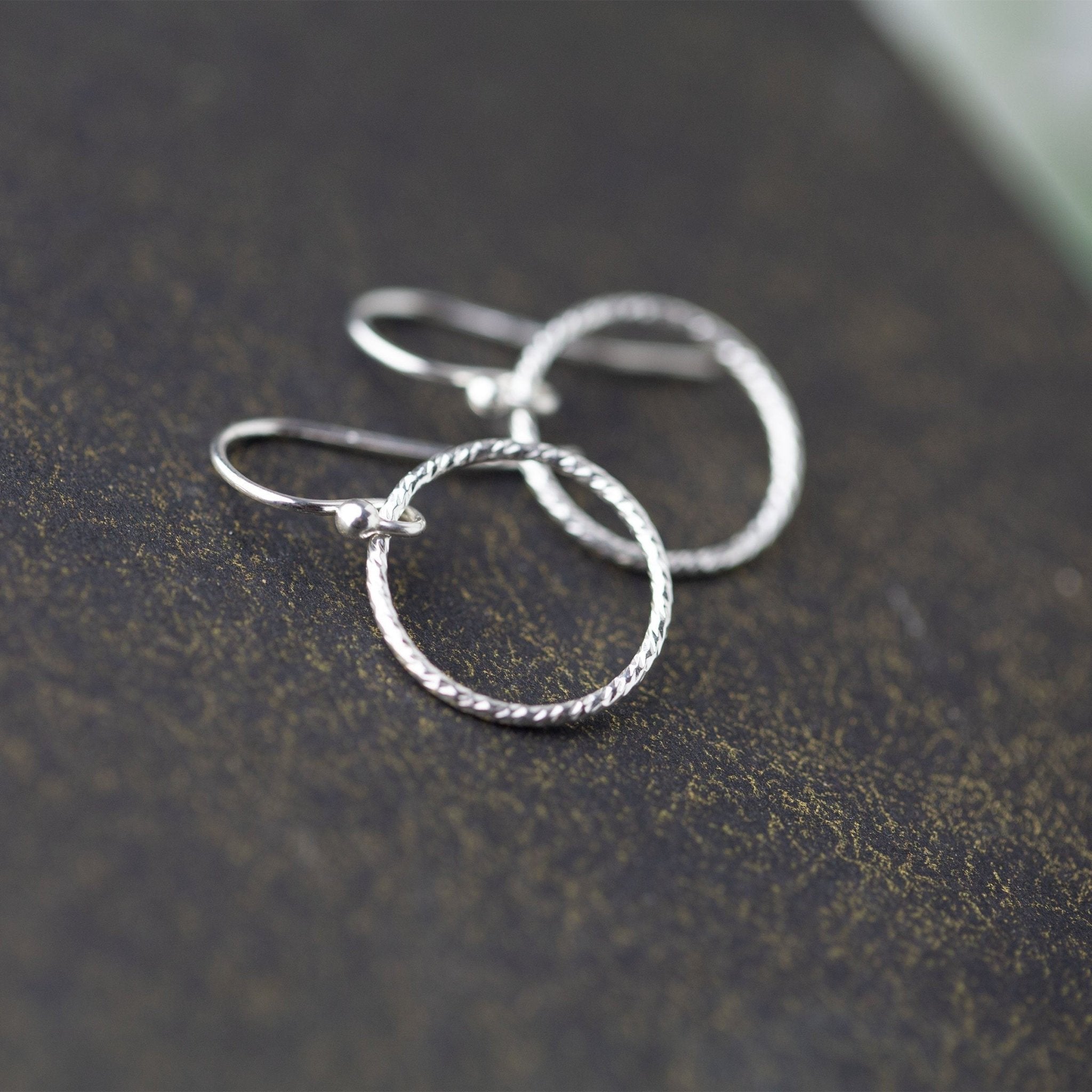 Silver Sparkle Circle Earrings - Handmade Jewelry by Burnish