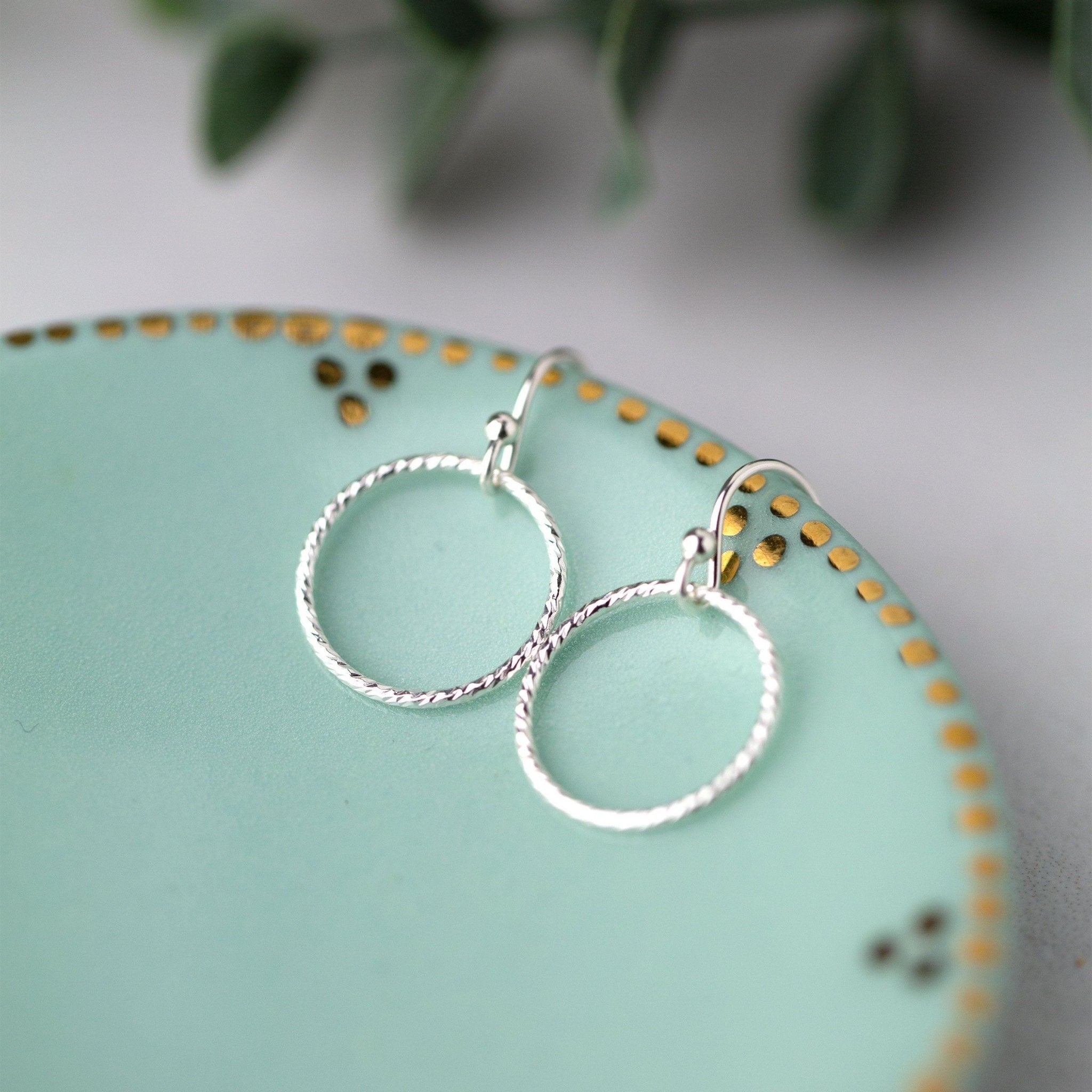 Silver Sparkle Circle Earrings - Handmade Jewelry by Burnish