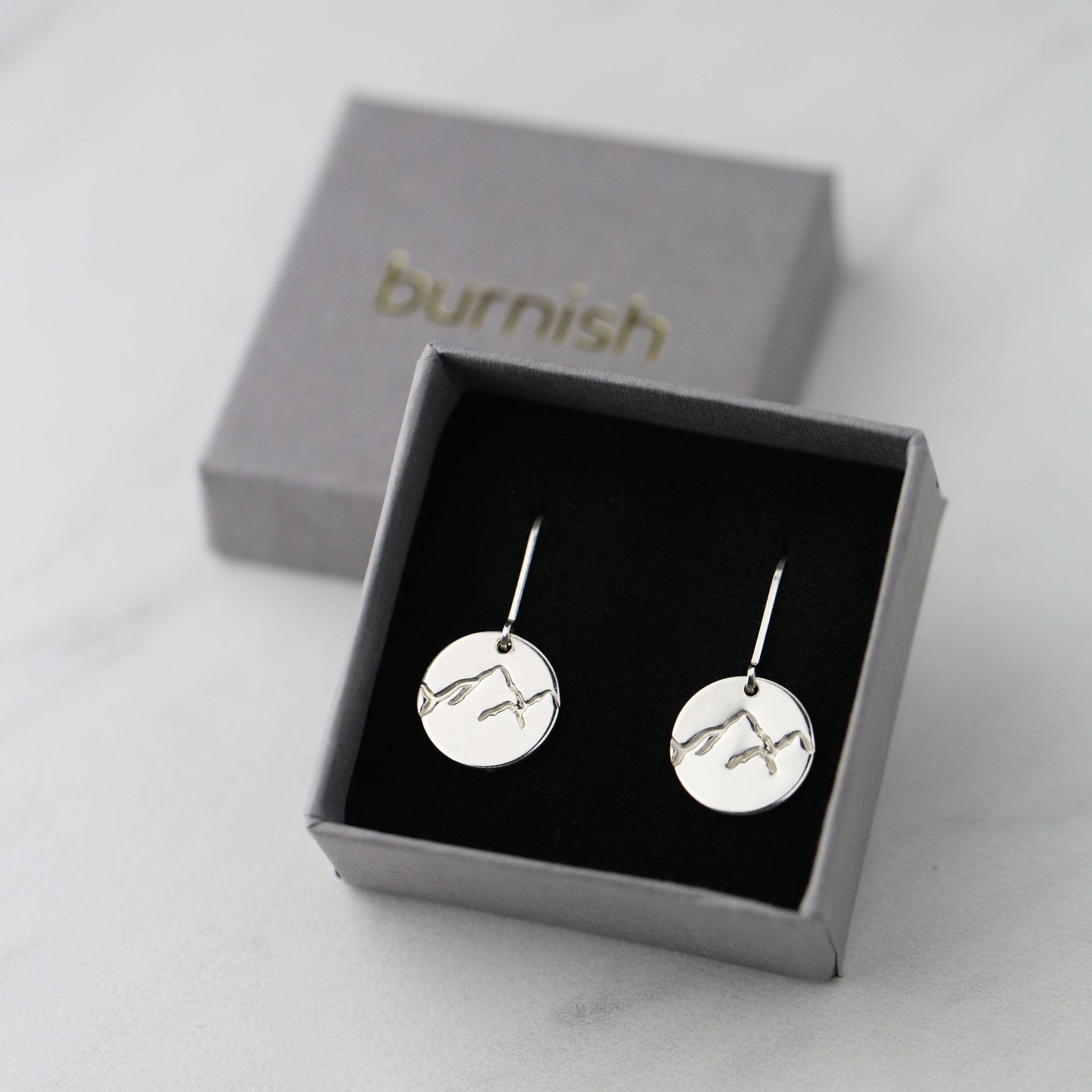 Silver Stamped Mountain Earrings