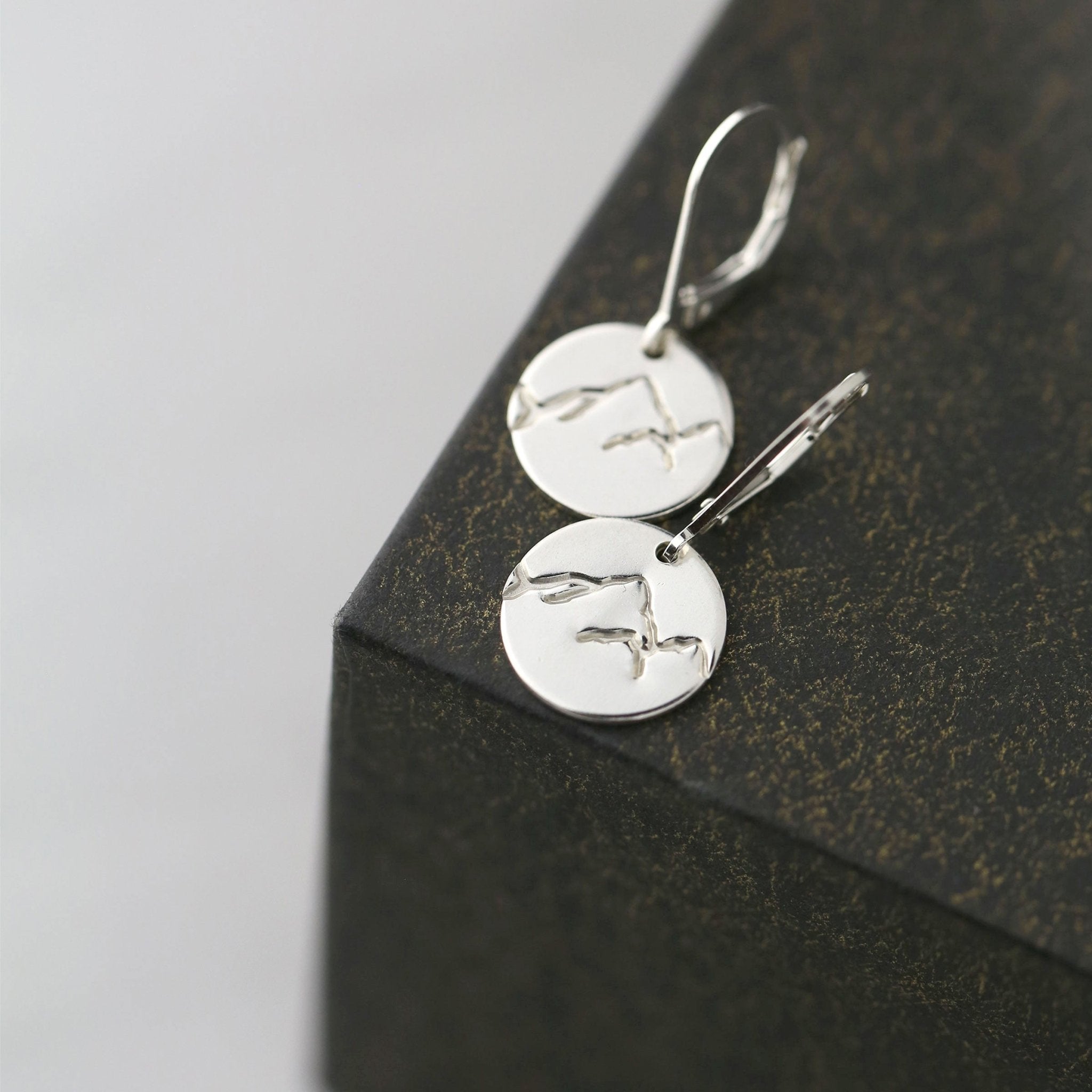 Silver Stamped Mountain Earrings