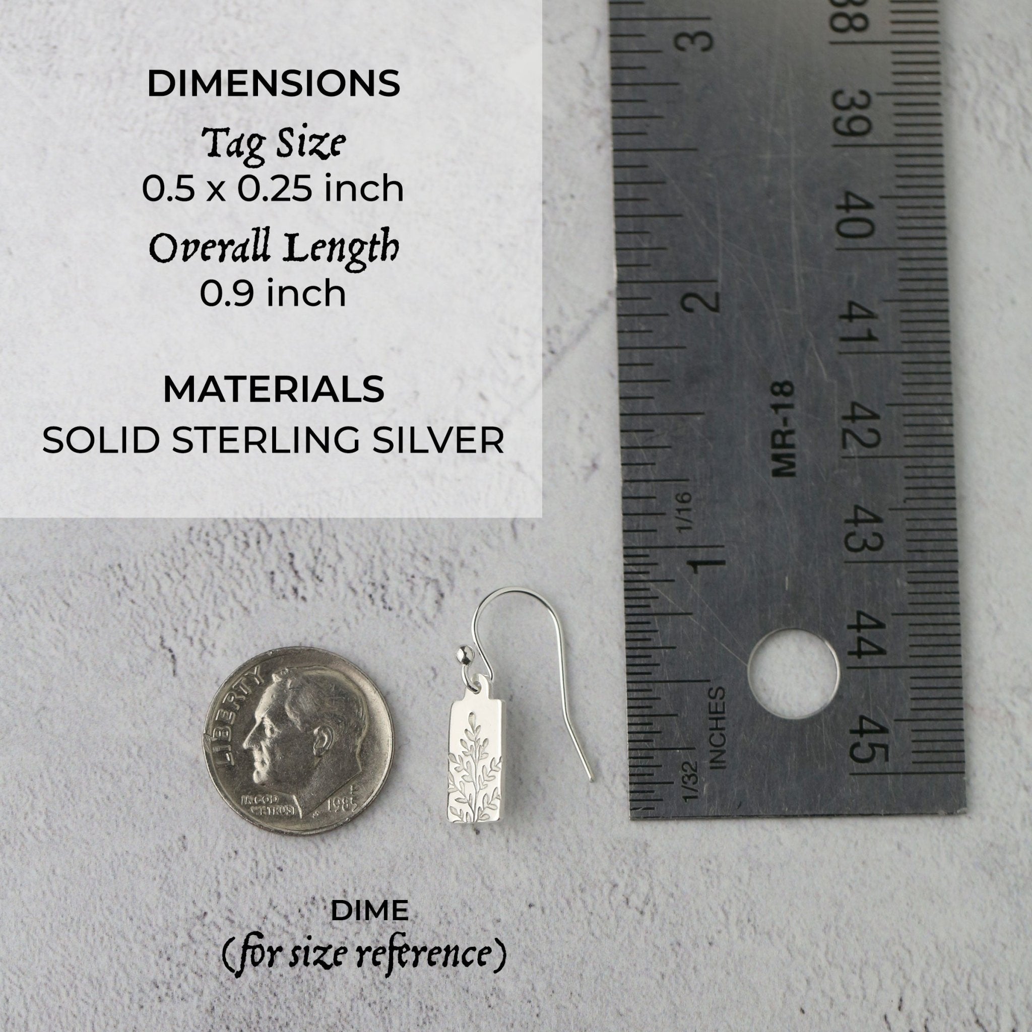 Silver Stamped Wildflower Tag Earrings