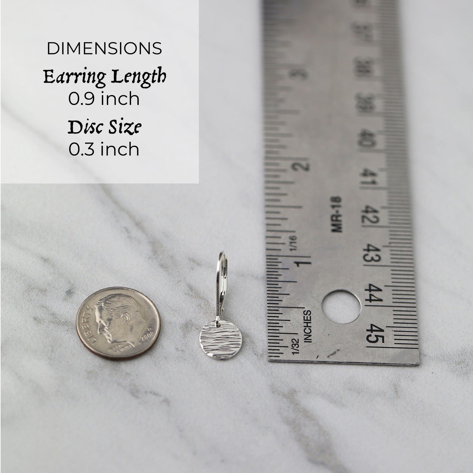 Silver Textured Disc Lever-back Earrings