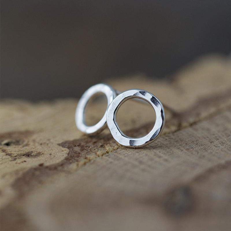 Small Circle Stud Earrings - Handmade Jewelry by Burnish