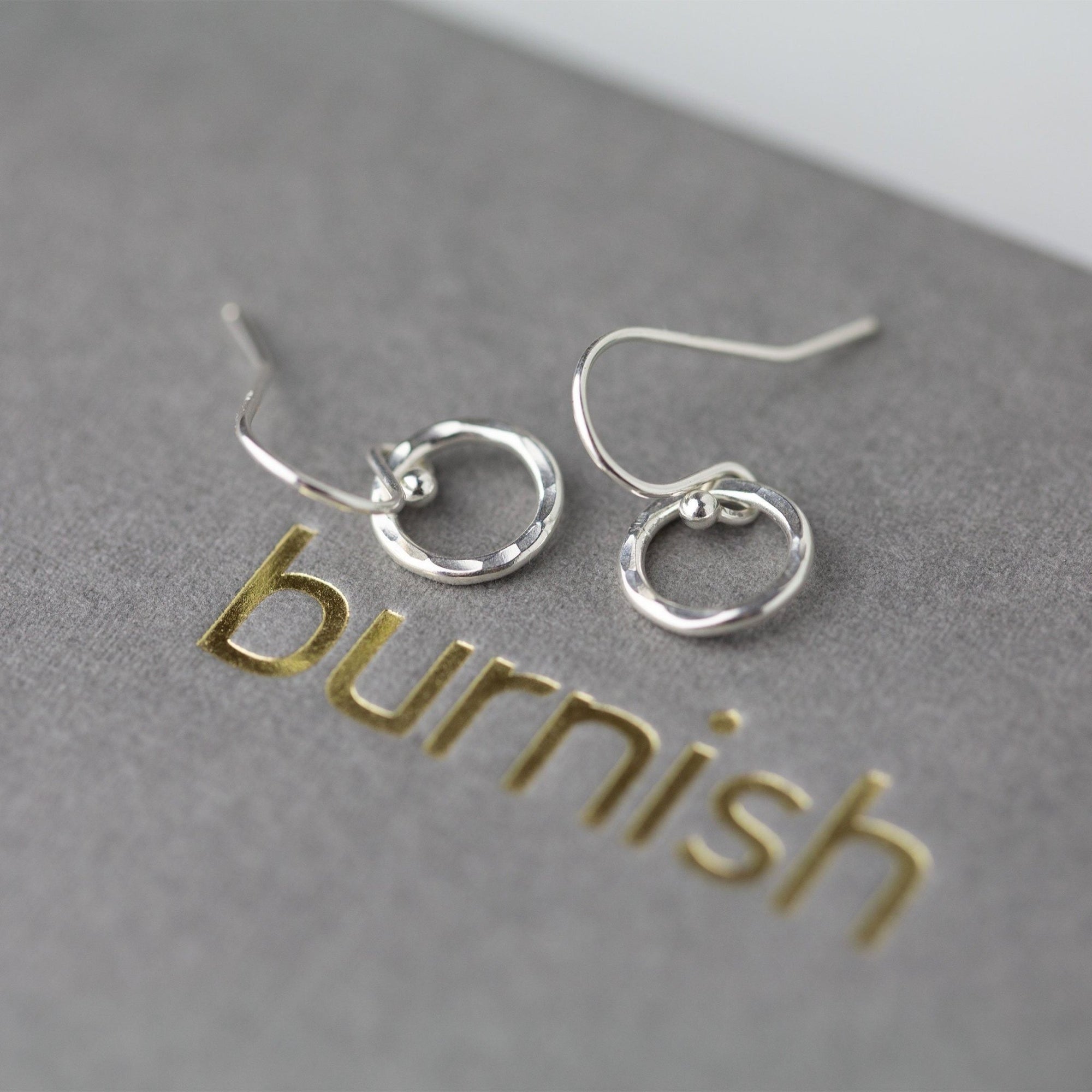 Small Hammered Circle Earrings - Handmade Jewelry by Burnish