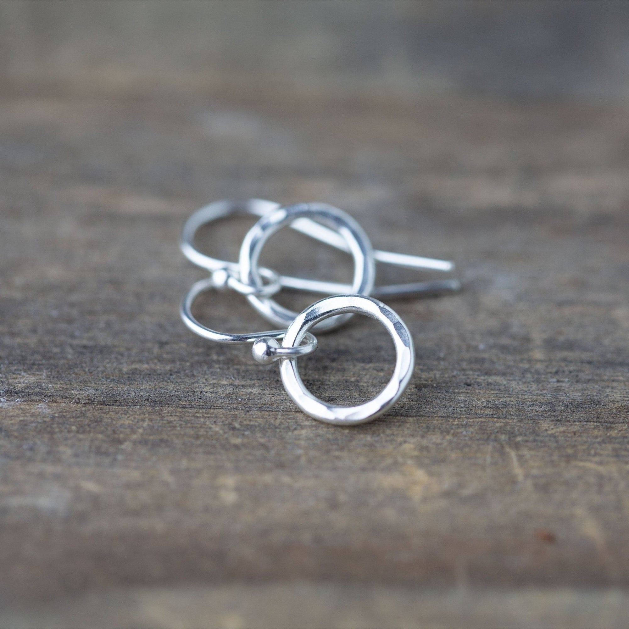 Small Hammered Circle Earrings - Handmade Jewelry by Burnish