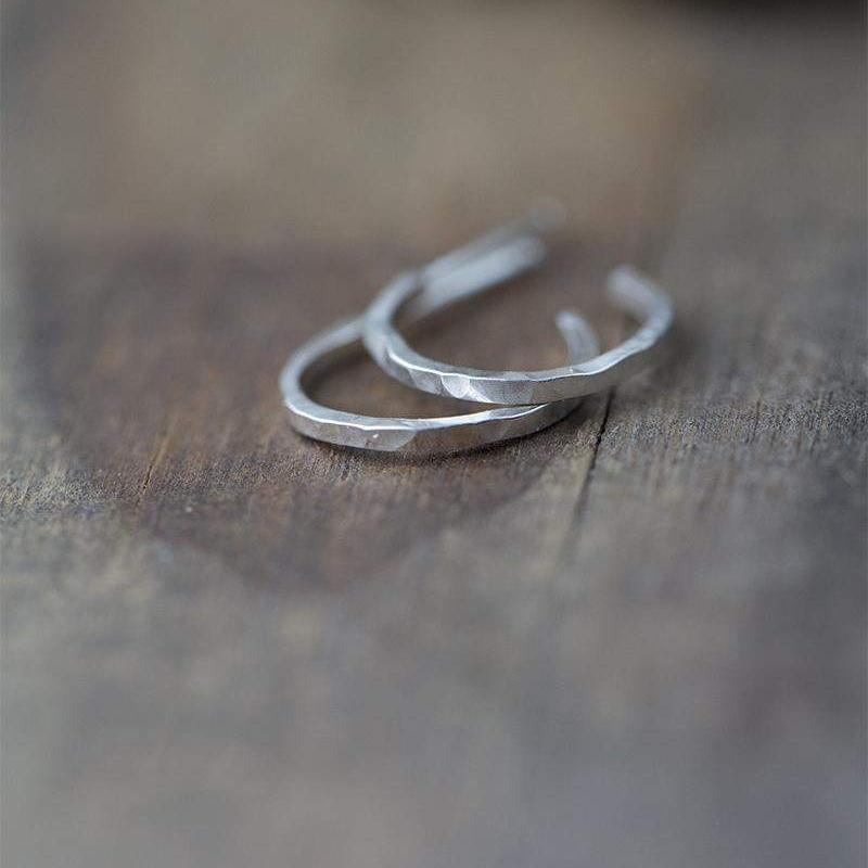 Small Hammered Silver Hoops - Handmade Jewelry by Burnish