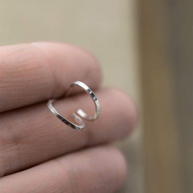 Small Hammered Silver Hoops - Handmade Jewelry by Burnish
