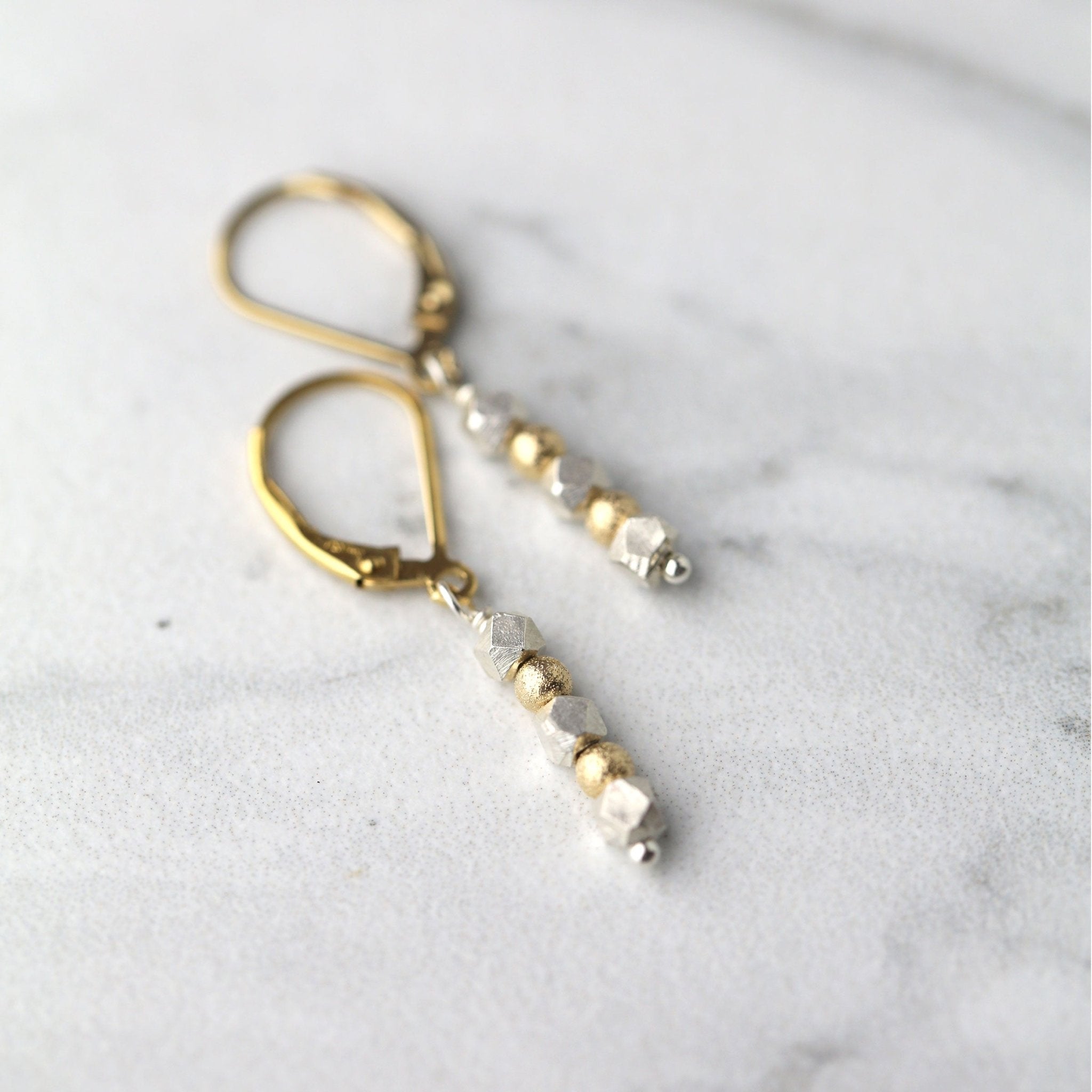 Sparkle &amp; Nugget Bead Lever-back Earrings