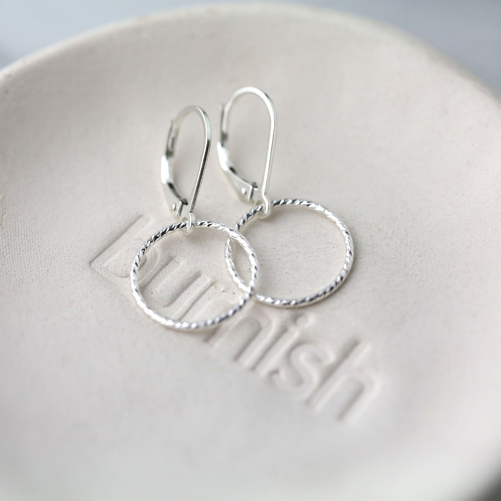 Sparkle Silver Circle Lever-back Earrings