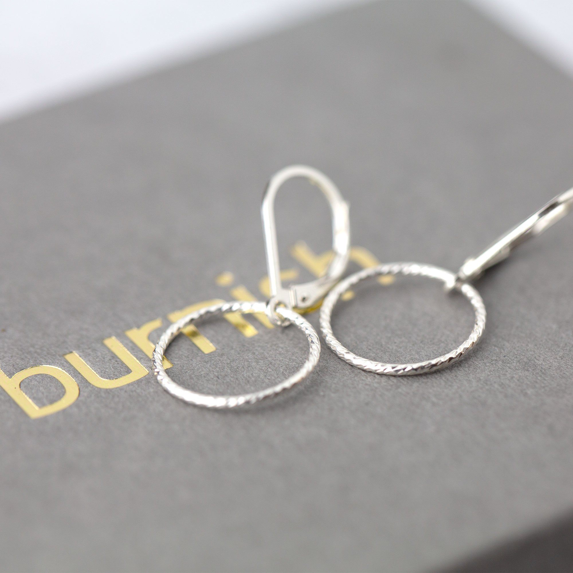 Sparkle Silver Circle Lever-back Earrings - Handmade Jewelry by Burnish