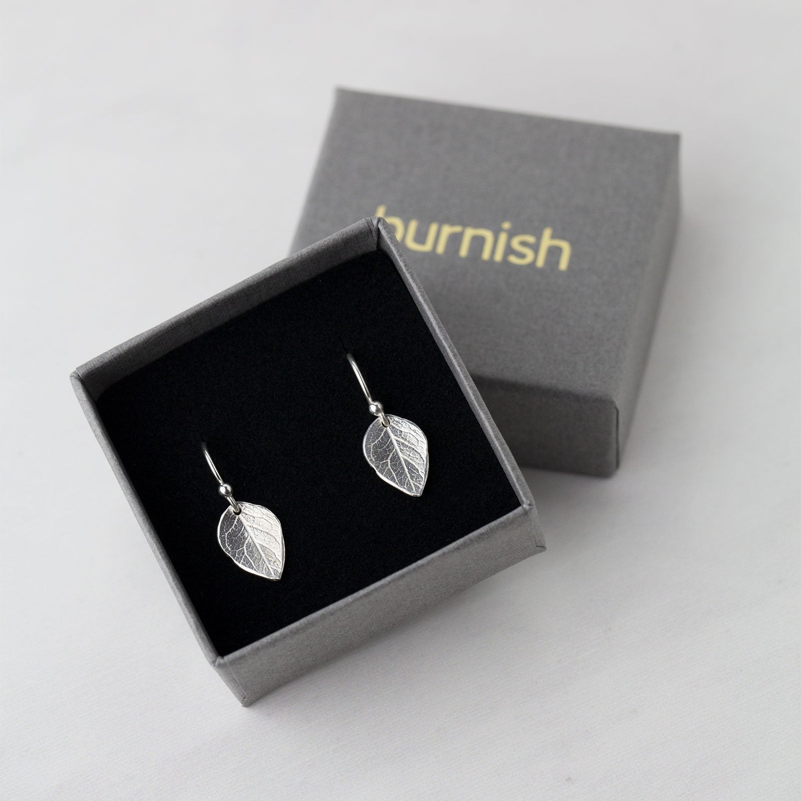 Sterling Silver Leaf Earrings - Handmade Jewelry by Burnish