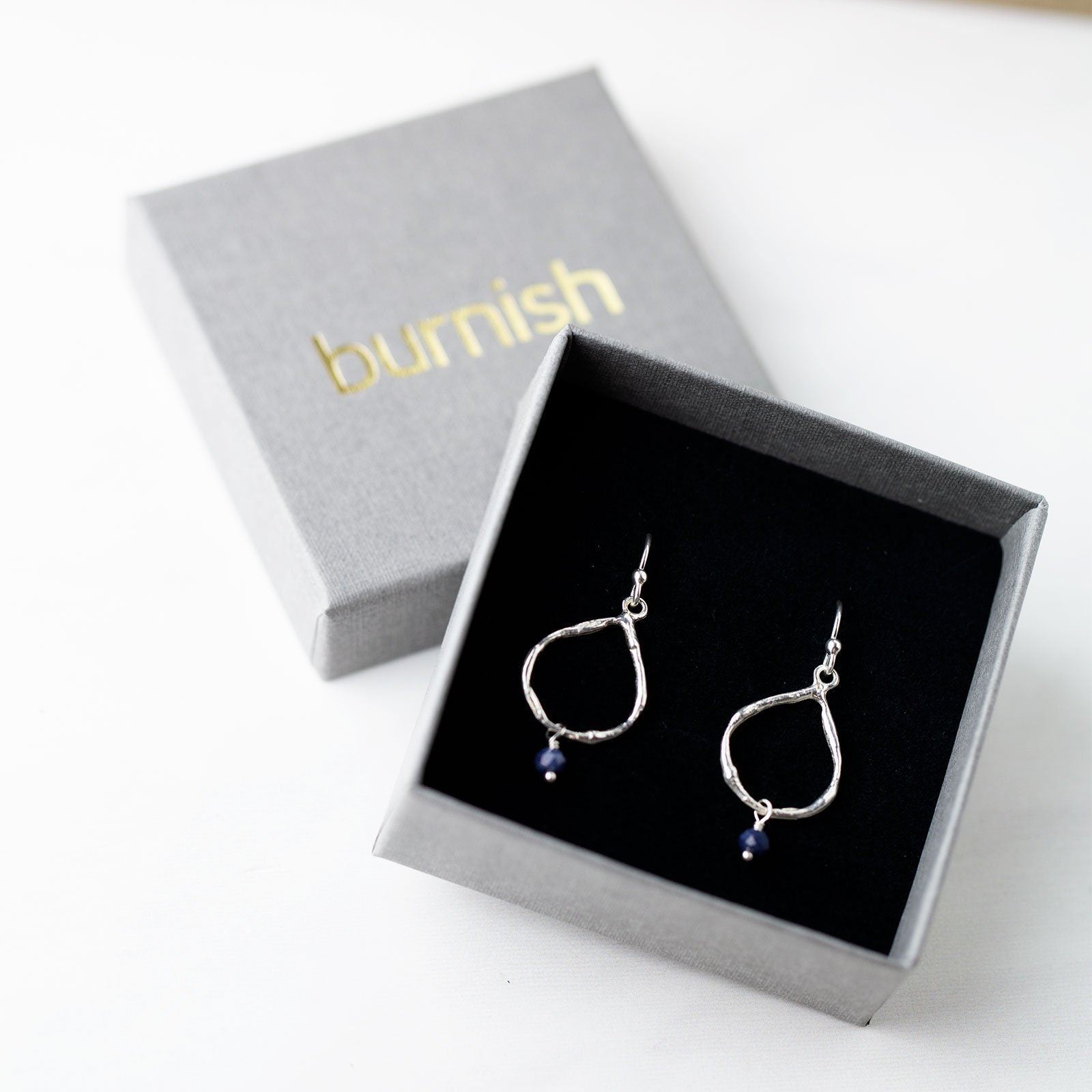 Teardrop Birthstone Earrings - Handmade Jewelry by Burnish
