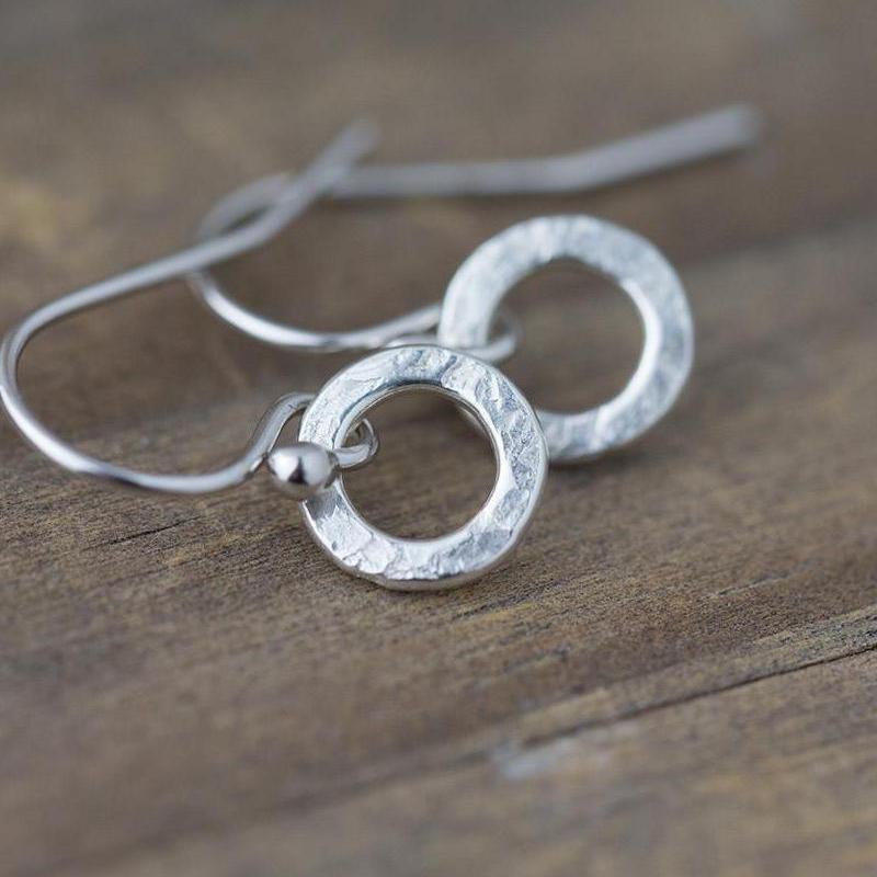 Textured Circle Earrings - Handmade Jewelry by Burnish