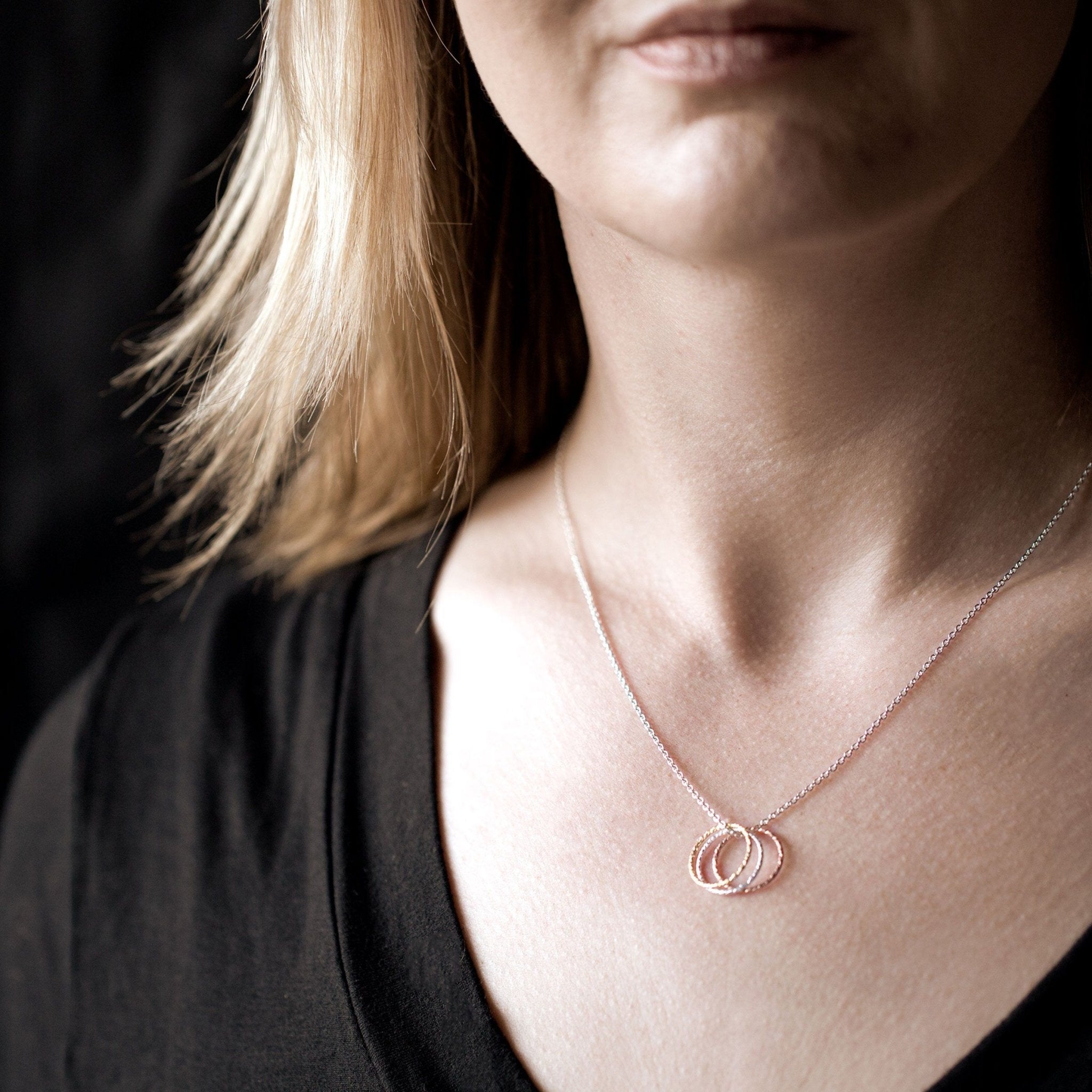 Three Color Sparkle Circle Necklace - Handmade Jewelry by Burnish