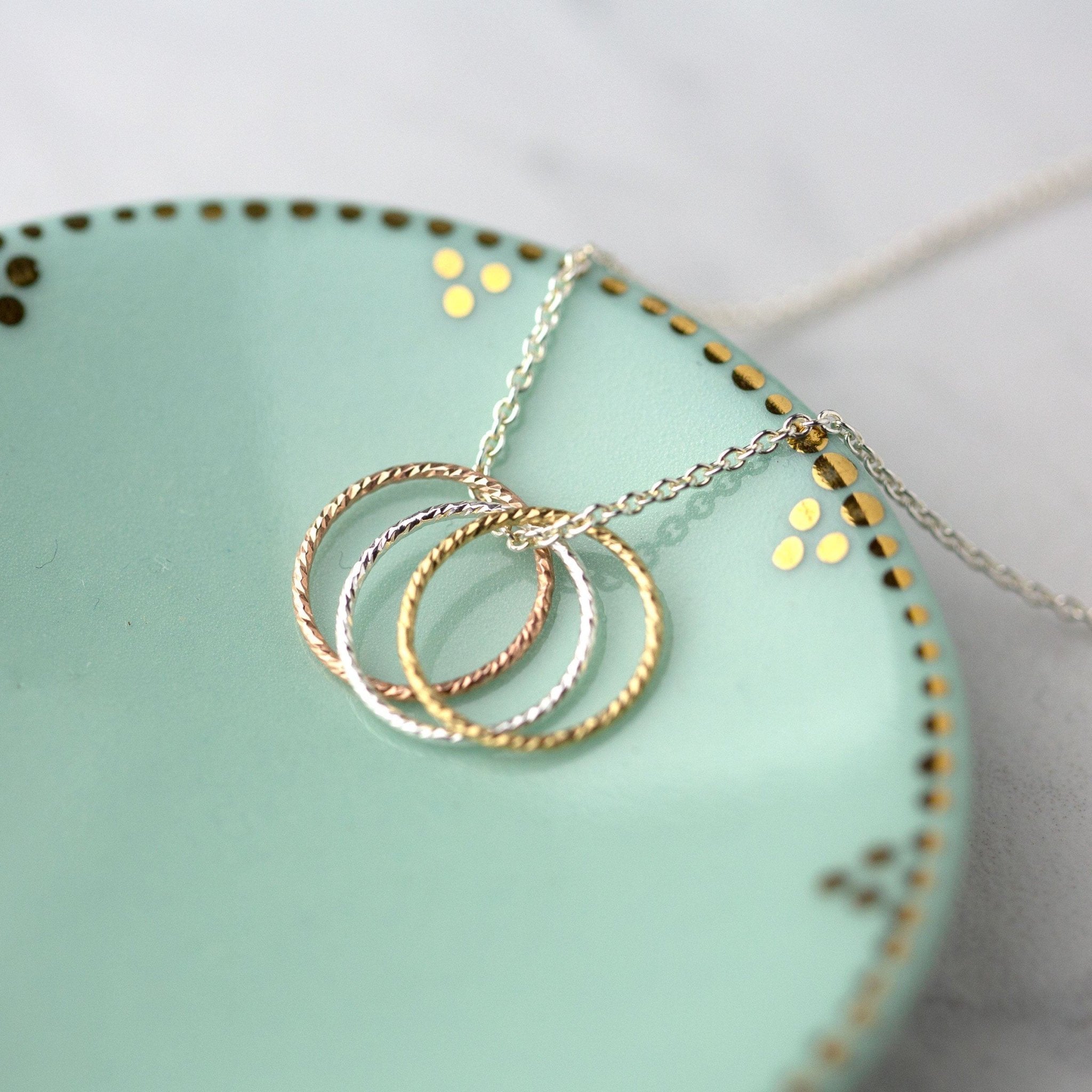 Three Color Sparkle Circle Necklace - Handmade Jewelry by Burnish