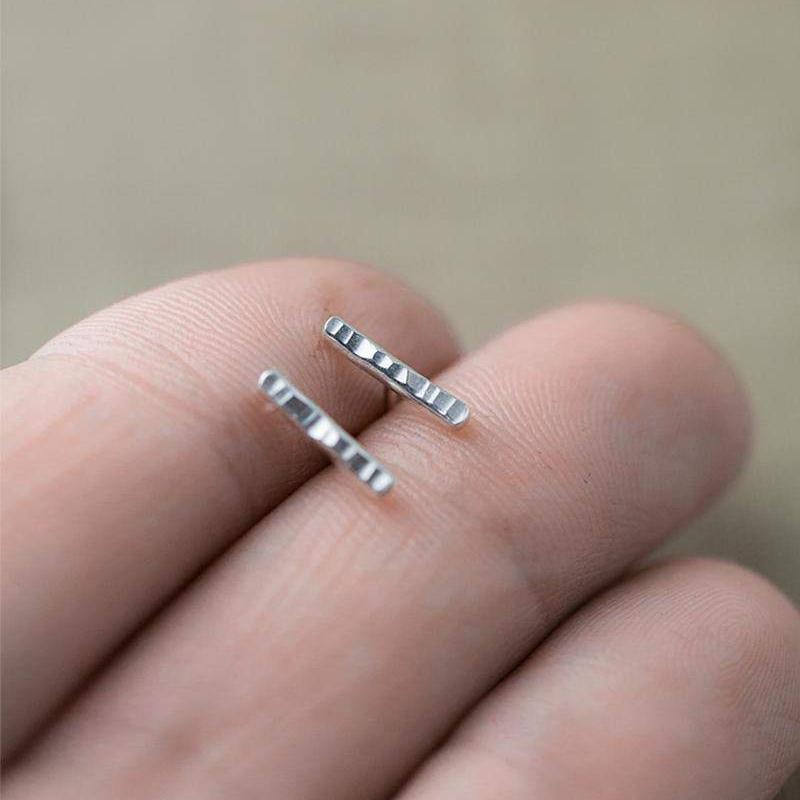 Tiny Bar Stud Earrings - Jewelry by Burnish