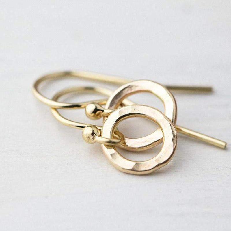 Tiny Circle Earrings - Gold Filled - Handmade Jewelry by Burnish