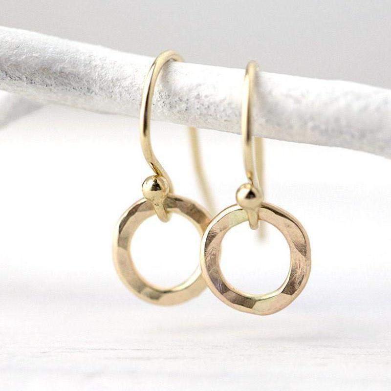 Tiny Circle Earrings - Gold Filled - Handmade Jewelry by Burnish