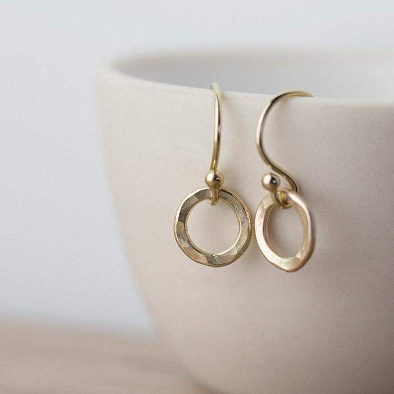 Tiny Circle Earrings - Gold Filled - Handmade Jewelry by Burnish