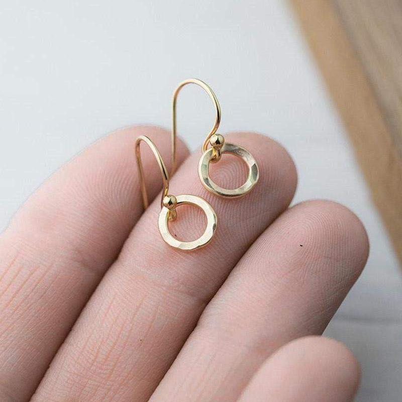 Tiny Circle Earrings - Gold Filled - Handmade Jewelry by Burnish