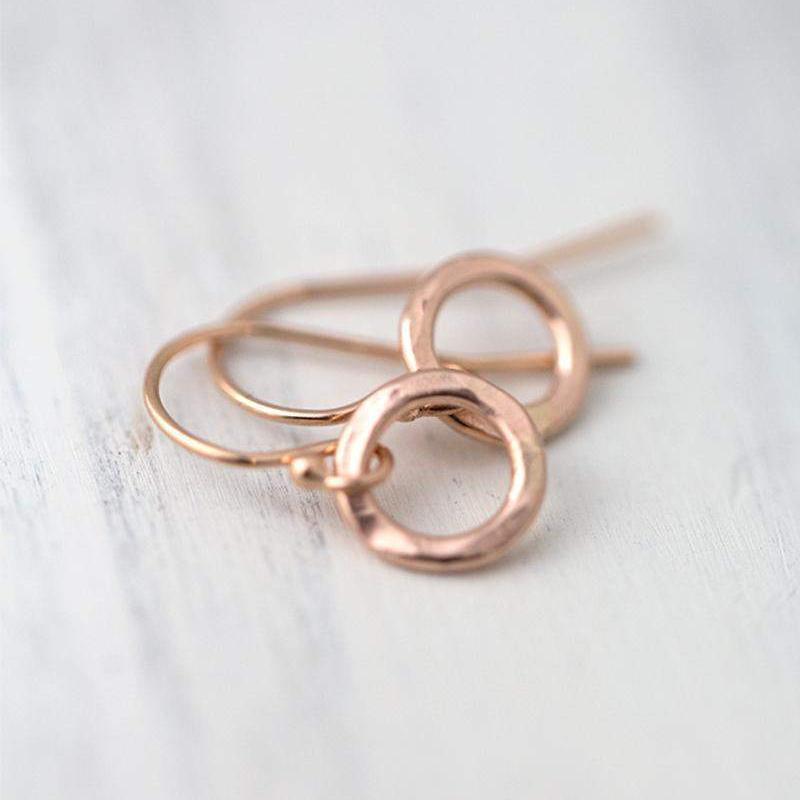Tiny Circle Earrings - Rose Gold Filled - Handmade Jewelry by Burnish