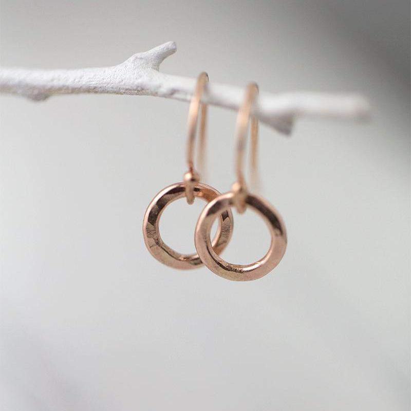 Tiny Circle Earrings - Rose Gold Filled - Handmade Jewelry by Burnish