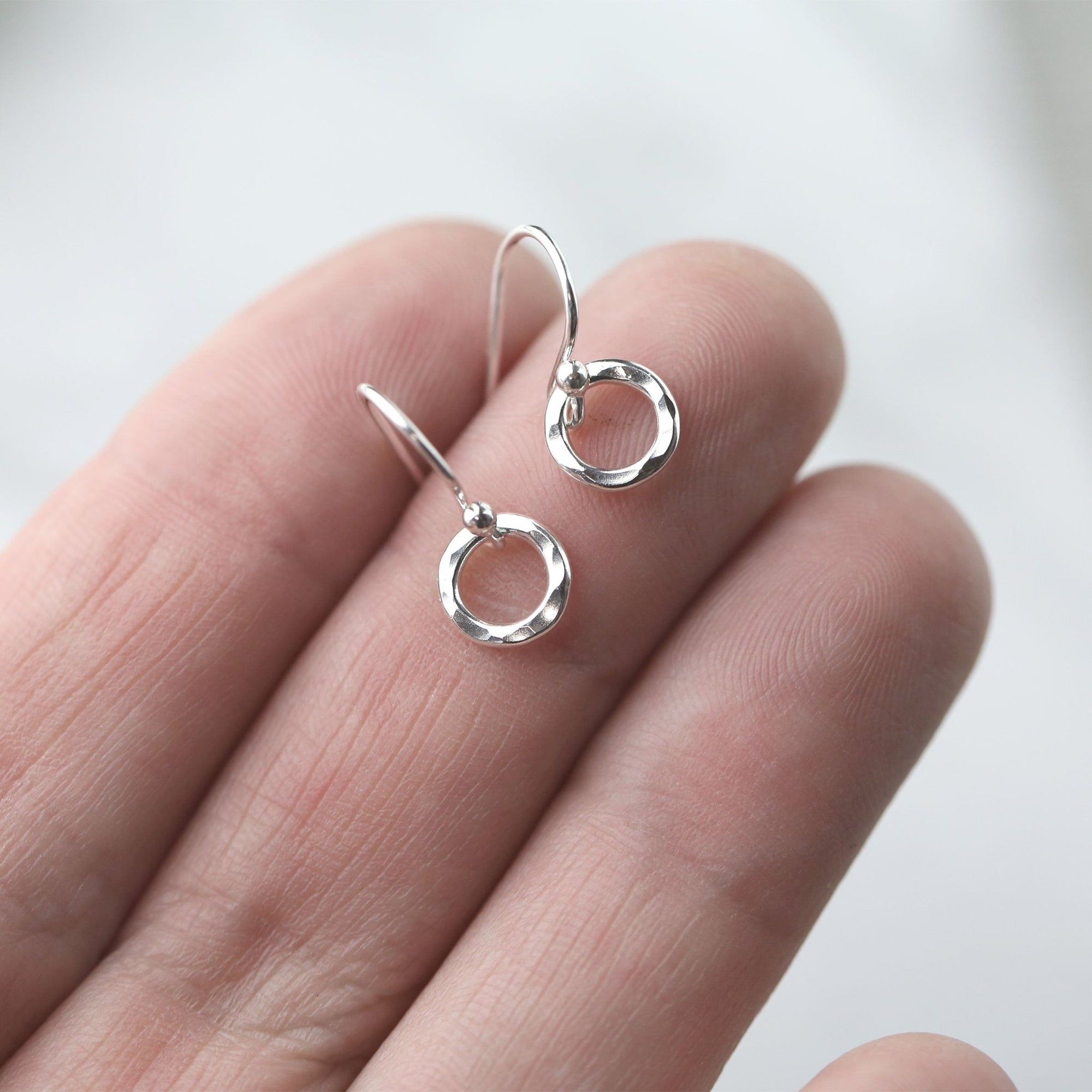 Tiny Circle Earrings - Sterling Silver