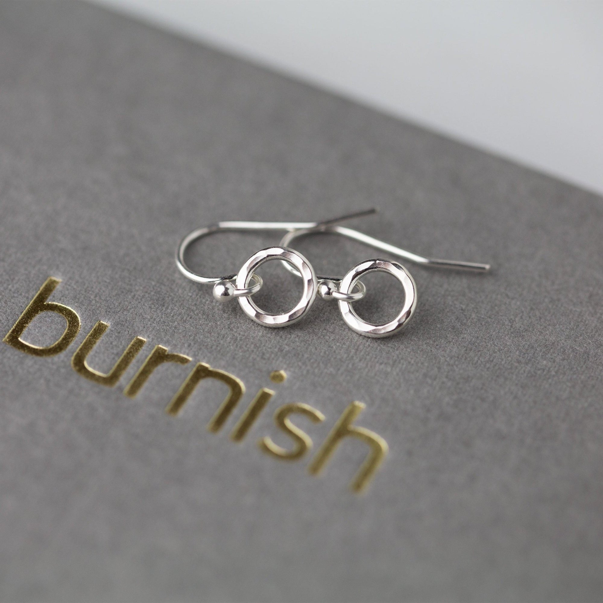 Tiny Circle Earrings - Sterling Silver - Handmade Jewelry by Burnish