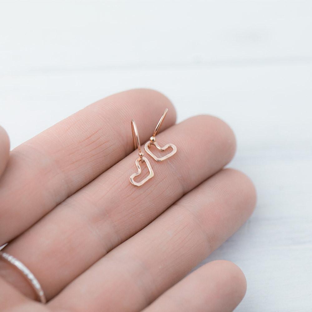 Tiny Hammered Heart Earrings - Handmade Jewelry by Burnish