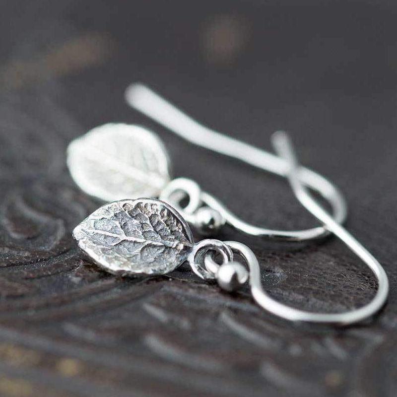 Tiny Leaf Earrings - Handmade Jewelry by Burnish