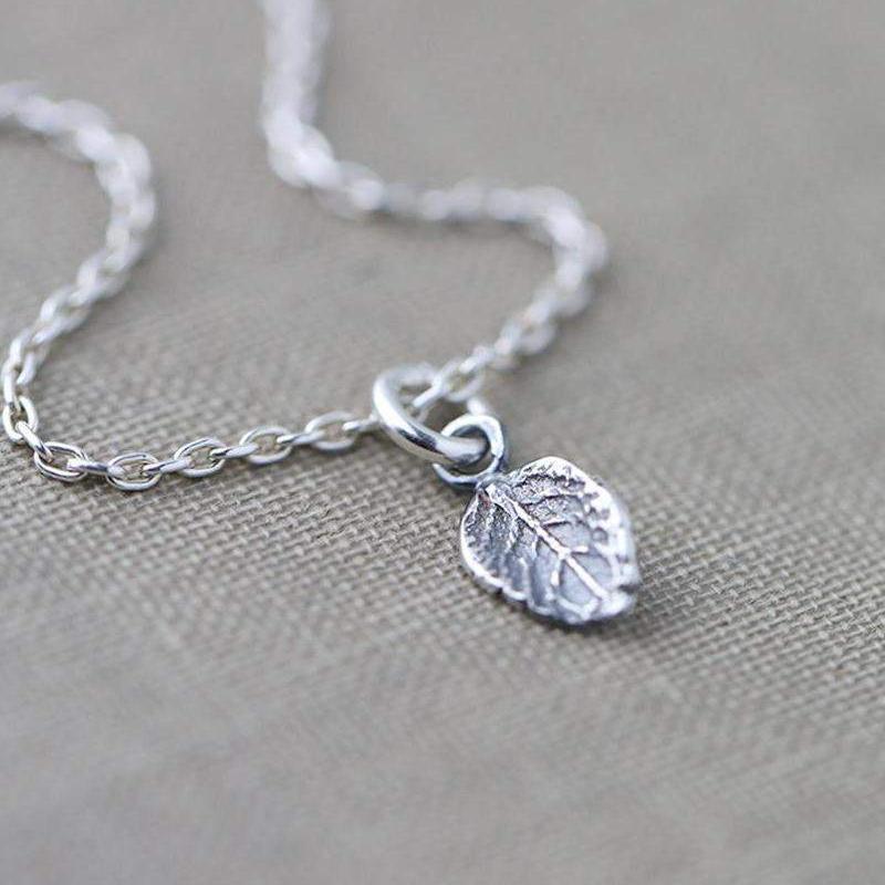 Tiny Leaf Necklace - Handmade Jewelry by Burnish