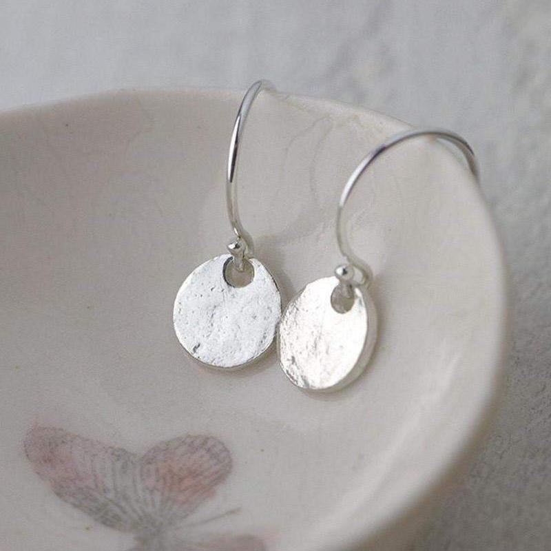 Tiny Organic Disc Earrings - Handmade Jewelry by Burnish