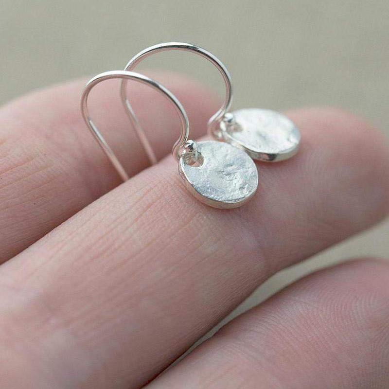 Tiny Organic Disc Earrings - Handmade Jewelry by Burnish
