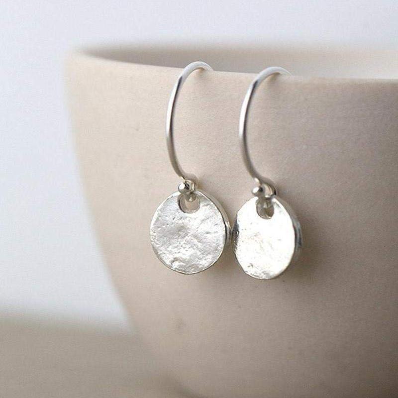 Tiny Organic Disc Earrings - Handmade Jewelry by Burnish