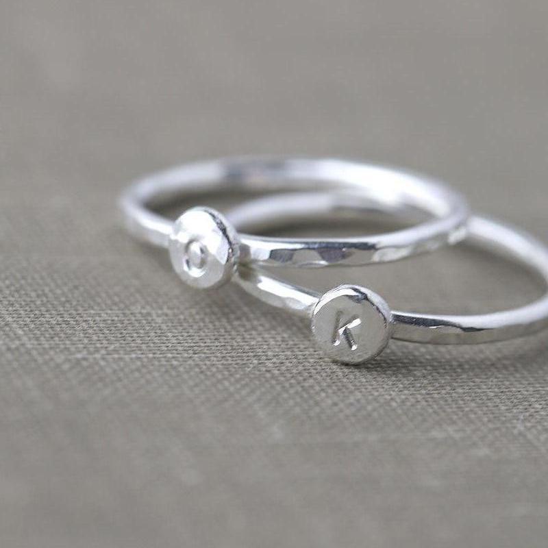 Tiny Personalized Initial Ring - Handmade Jewelry by Burnish