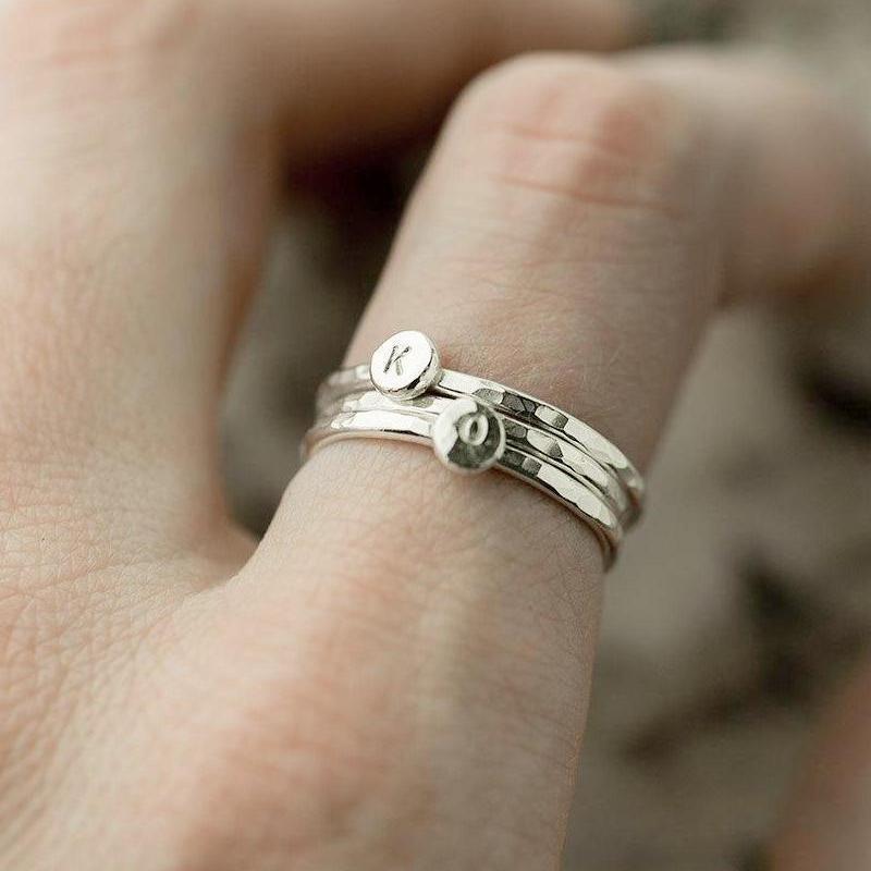 Tiny Personalized Initial Ring - Handmade Jewelry by Burnish