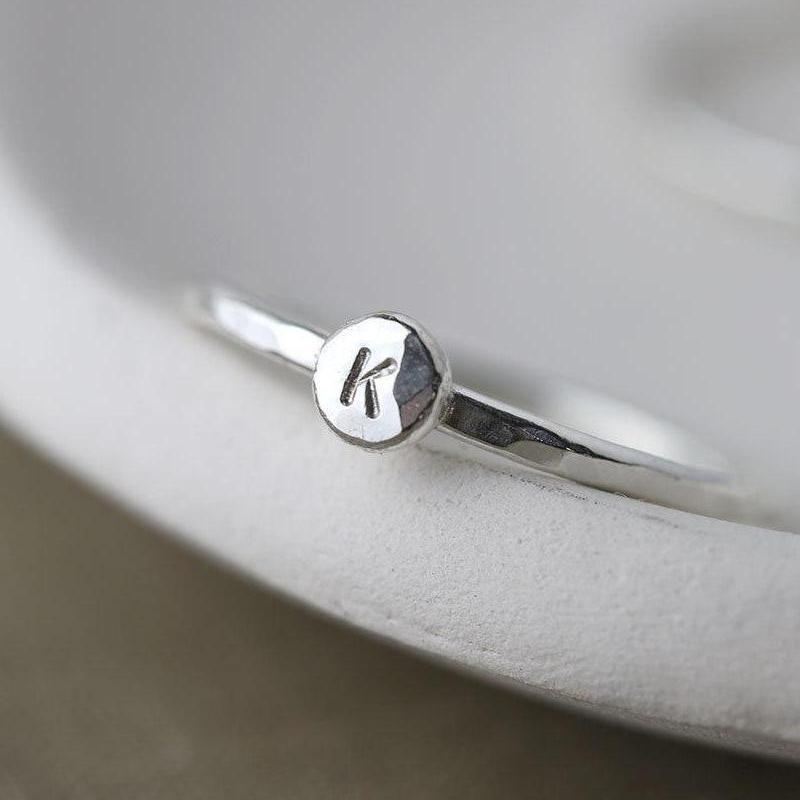 Tiny Personalized Initial Ring - Handmade Jewelry by Burnish