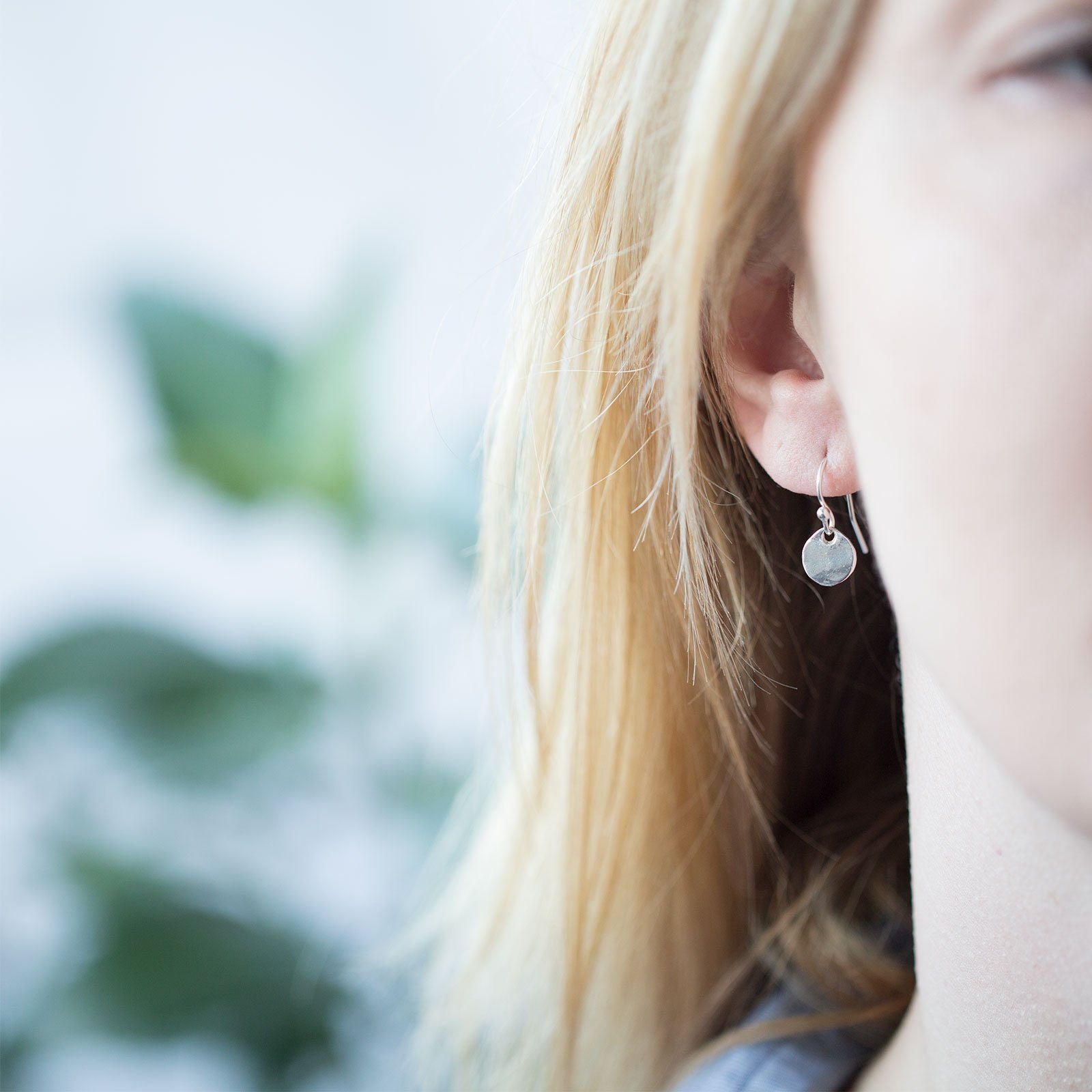 Tiny Rose Gold Organic Disk Earrings - Handmade Jewelry by Burnish