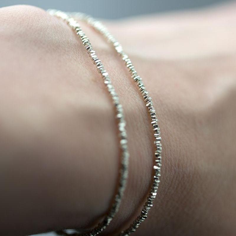 Tiny Silver Beaded Double Wrap Bracelet - Handmade Jewelry by Burnish